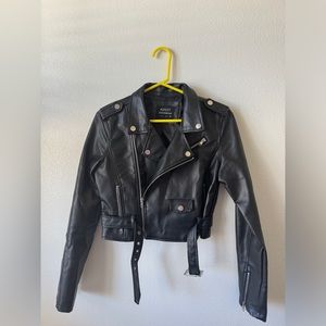Small Leather Cropped Moto jacket